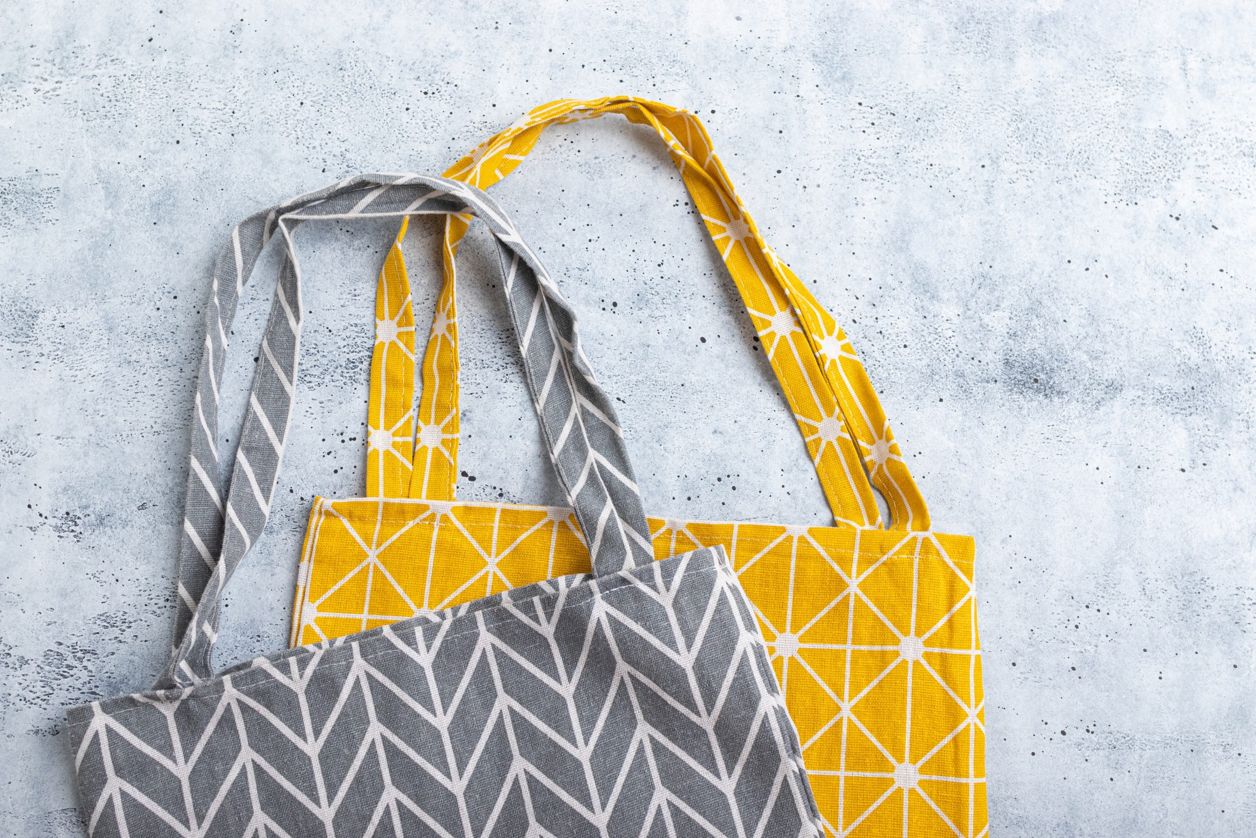 Shopper bag on concrete background. Plastic free. Eco friendly